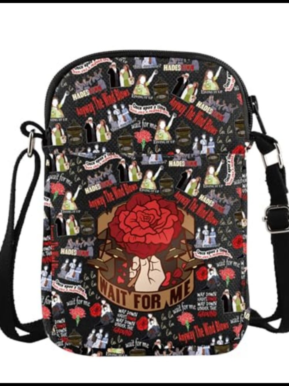 Canvas Crossbody Bag Sling Adjustable Strap Zip Pockets Theater Gift